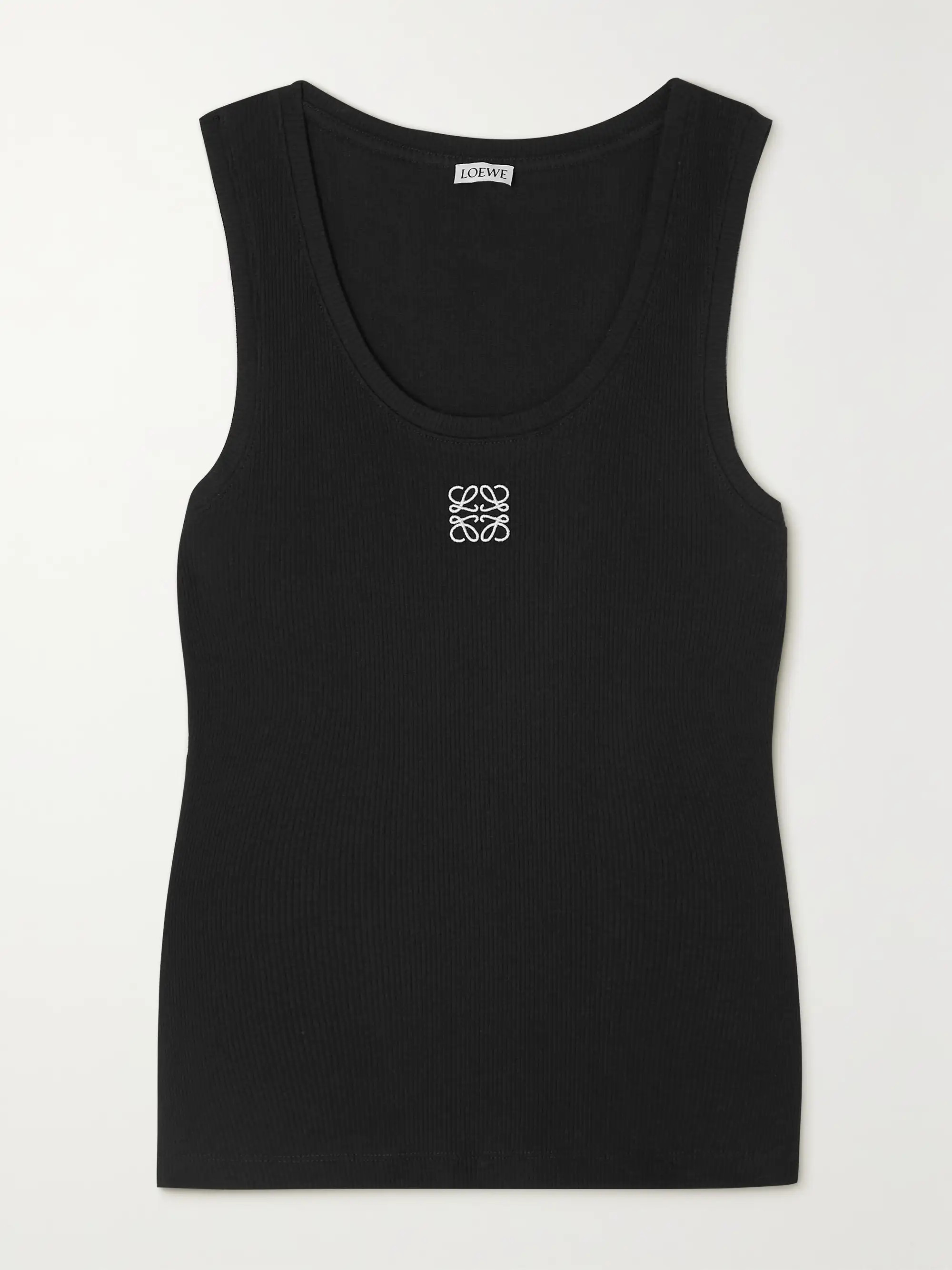Embroidered ribbed stretch-cotton tank | NET-A-PORTER (UK & EU)