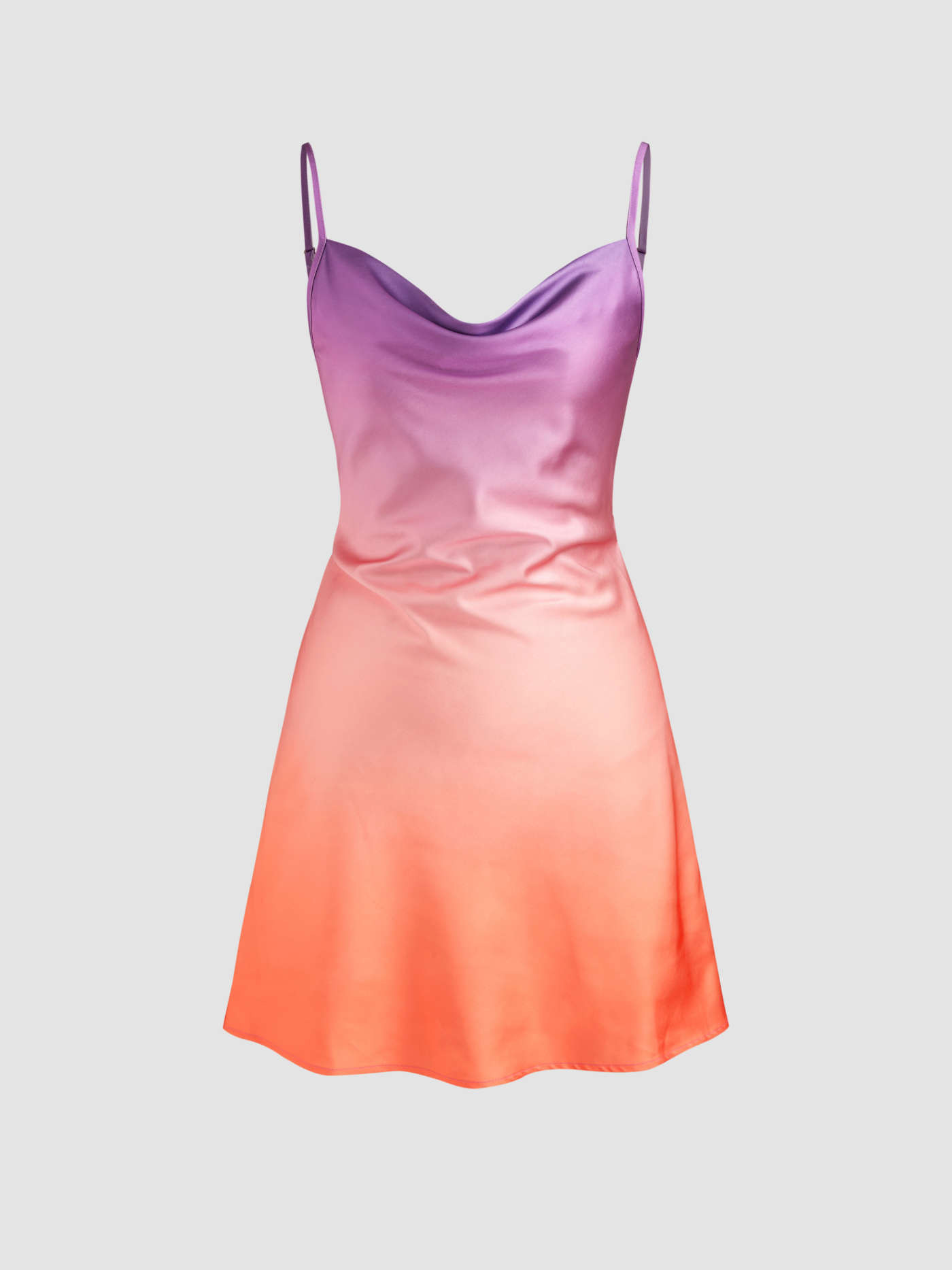 Satin Satin Cowl Neckline Gradient Knotted Cami Mini Dress For Vacation | Cider