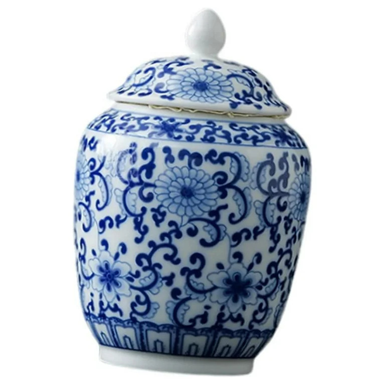 Porcelain Ginger Jar Ceramic Flower Vase Tea Storage Jar with Lid Display Weddings Home Floral Pa... | Walmart (US)