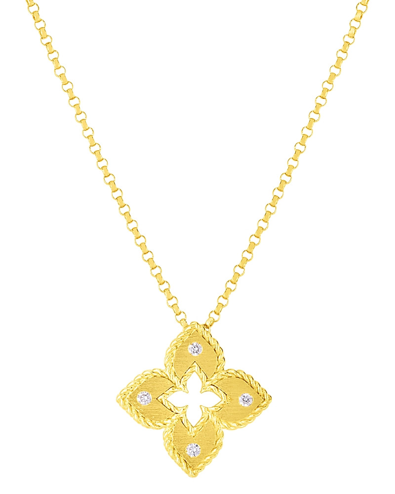 Roberto Coin 18K Yellow Gold Venetian Princess Diamond Flower Pendant Necklace, 16-18 | Bloomingdale's (US)