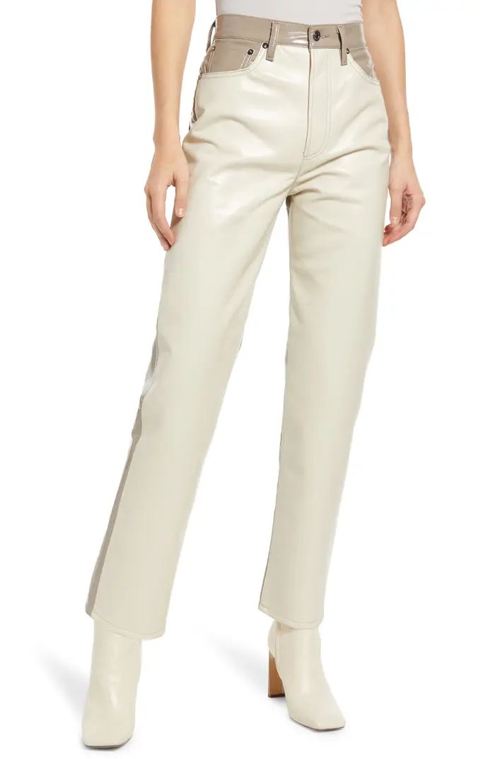 AGOLDE Contrast Panel High Waist Recycled Leather Blend Pants | Nordstrom | Nordstrom