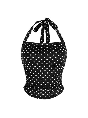 SOLY HUX Women's Y2K Casual Halter Top Tie Back Polka Dots Going Out Crop Tank Tops Sleeveless St... | Amazon (US)