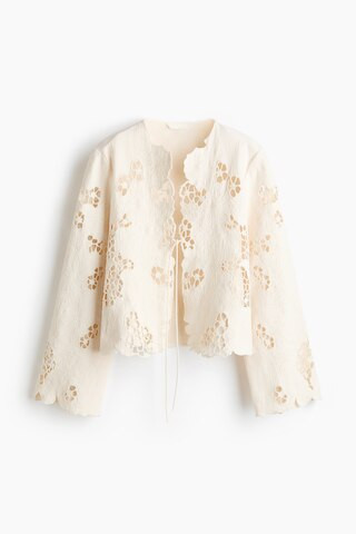 H & M - Scalloped Eyelet-Embroidered Jacket - Cream | H&M (US + CA)