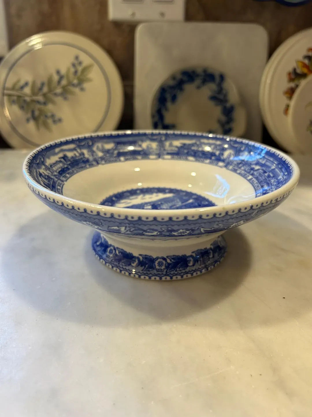 Shenango Baltimore and Ohio Railroad Blue and White Footed Bowl | Etsy (US)