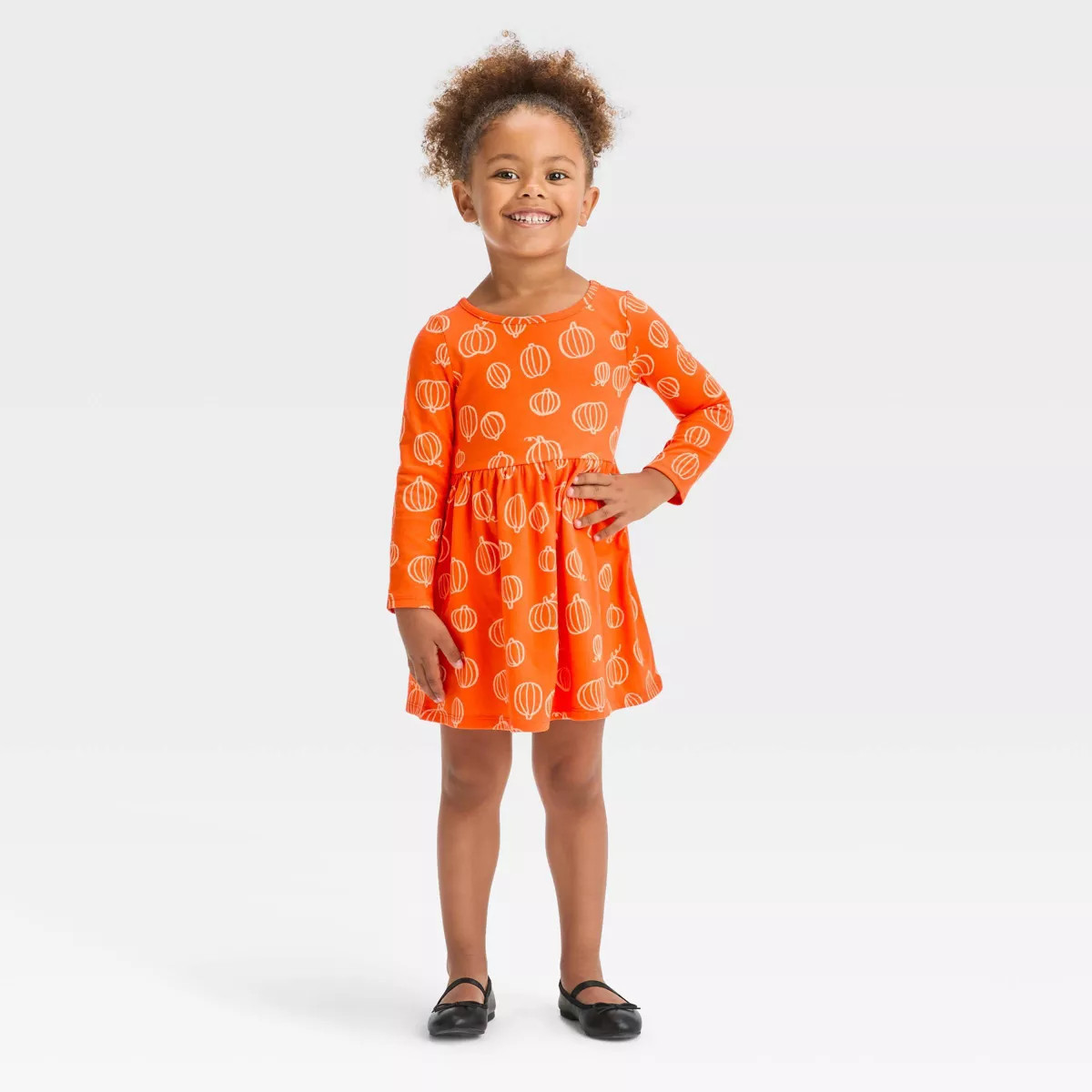 Toddler Girls' Pumpkin Long Sleeve Dress - Cat & Jack™ Orange | Target