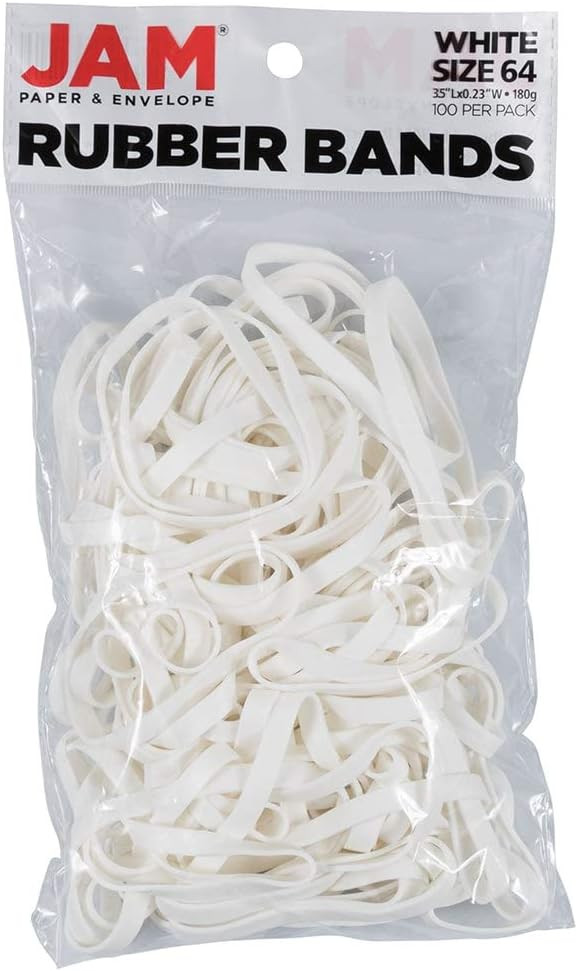 JAM PAPER Durable Rubber Bands - Size 64 - White Multi-Purpose Rubberbands - 100/Pack | Amazon (US)