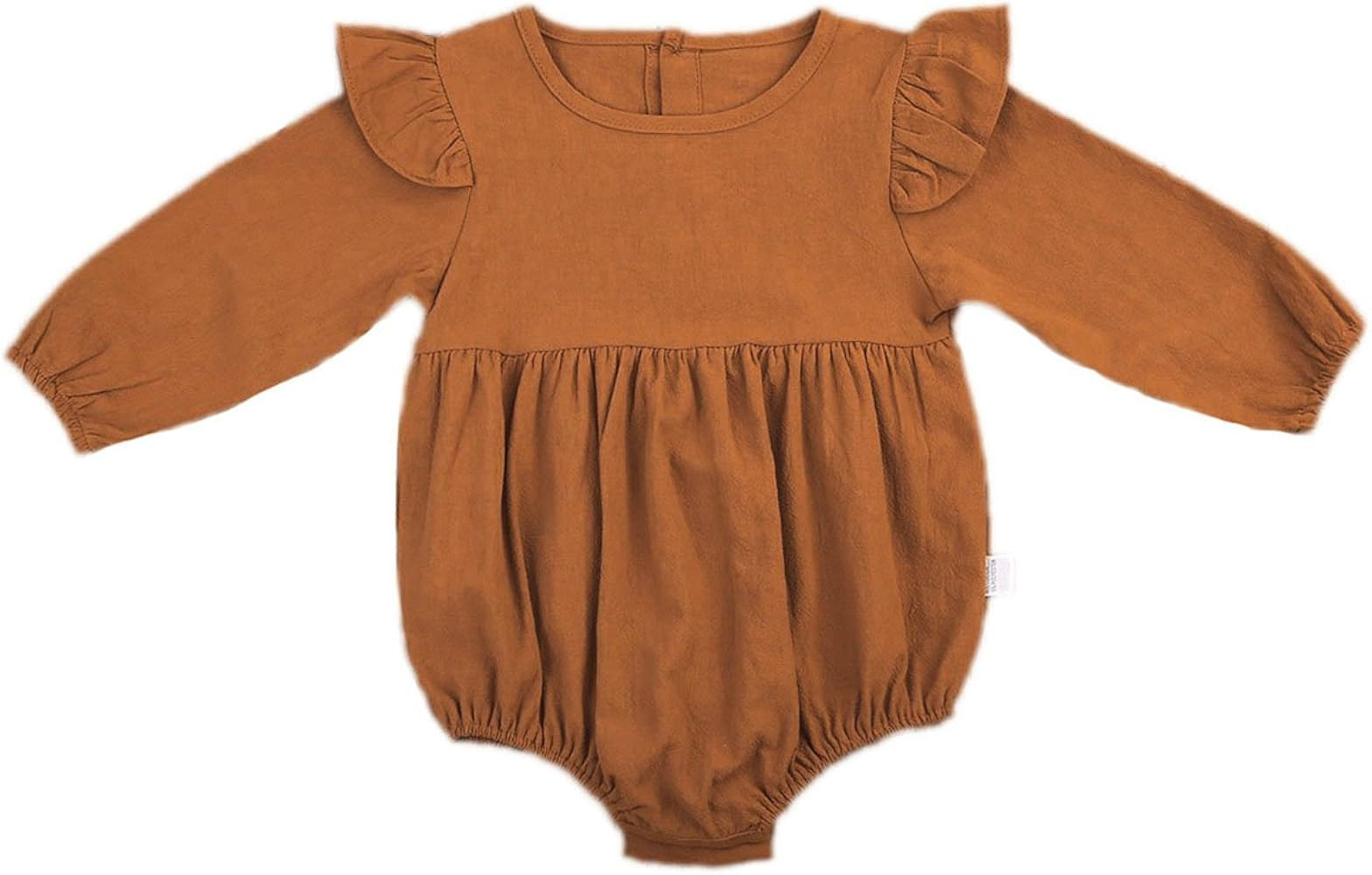 Newborn Baby Girls Floral Print Long Sleeve Round Neck Vintage Romper Infants Ruffles Jumpsuit | Amazon (US)