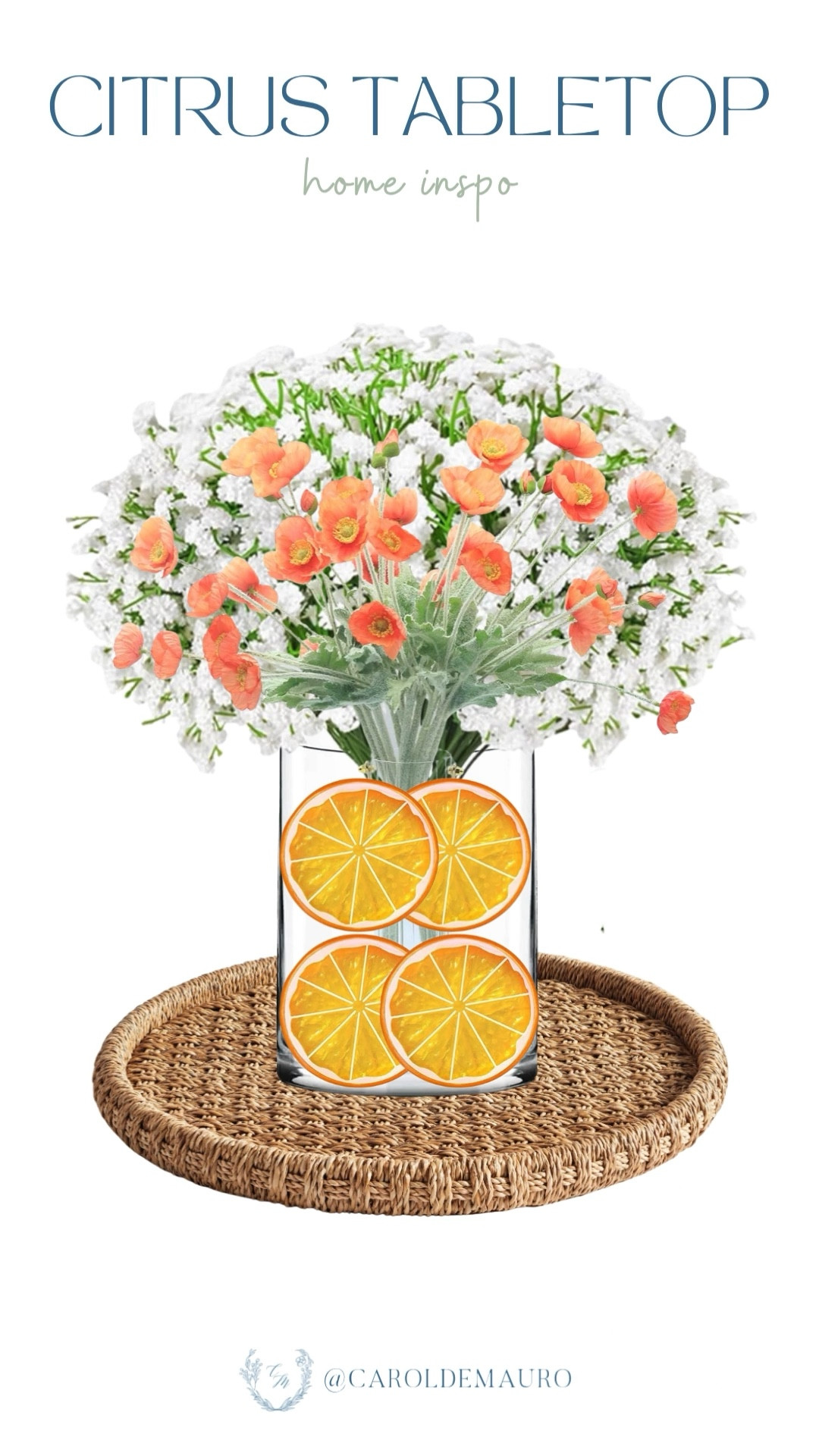 Brighten up your entryway or kitchen counter by placing this vibrant, citrus-filled vase on a textural rattan tray! It also looks incredibly fresh as a nightstand topper, giving you the perfect pop of morning energy right when you wake up.

spring decor, citrus styling, whimsical inspo, affordable finds, centerpiece, faux flower stem, vibrant vibes, rattan finds

#LTKSeasonal #LTKHome #LTKU