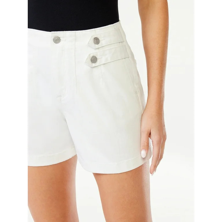 Sofia Jeans Women's Relaxed Straight High Rise Tab Waist Shorts | Walmart (US)
