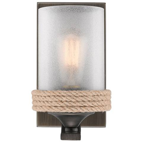 Chatham Gunmetal Bronze 1-Light Wall Sconce with Sandblasted Glass | Lamps Plus