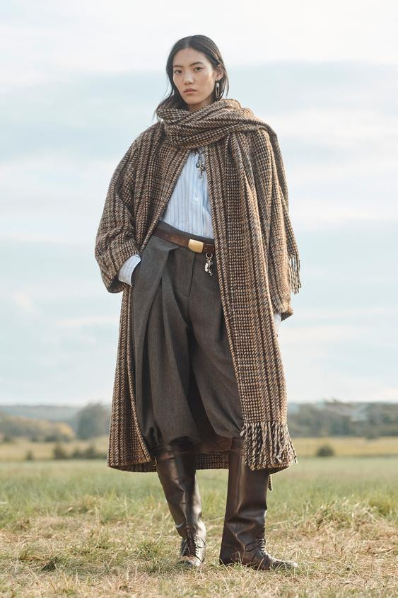 CAPPOTTO A QUADRI CON SCIARPA LIMITED EDITION | Zara UK