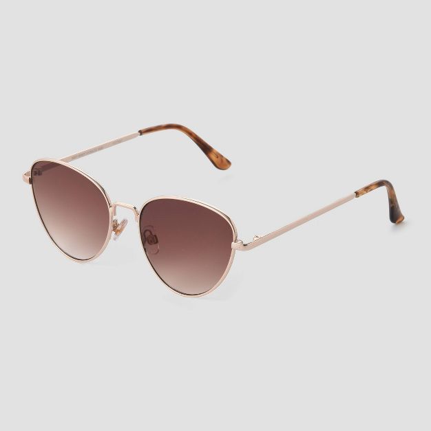 Women's Tortoise Shell Print Metal Cateye Sunglasses - Universal Thread™ Gold | Target