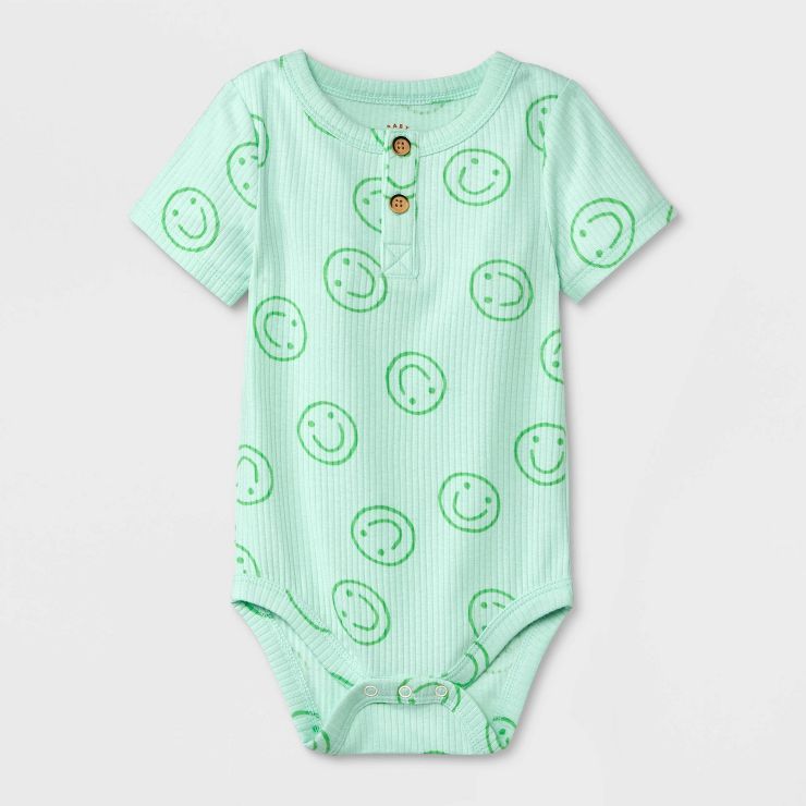 Baby Girls' Ribbed Henley Short Sleeve Bodysuit - Cat & Jack™ | Target