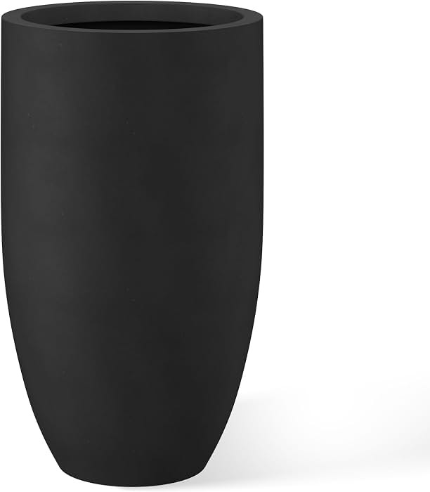 Kante 24 Inch Tall Round Concrete Planter, Large Indoor Outdoor Plant Pots with Drainage Hole and... | Amazon (US)