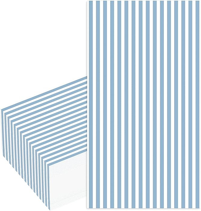 Stxy's Blue and White Striped Napkins Paper (45ct) (Smudge Free & Food Grade Ink) Striped Light b... | Amazon (US)