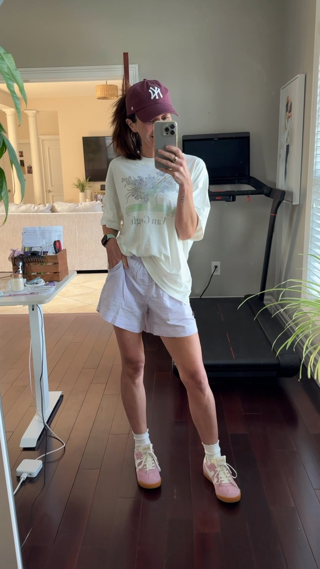 Gingham shorts, a vintage-inspired tee, and pink sneakers… It’s giving low-effort summer girl, and I’m here for it.  Wearing extra small in everything  

#LTKSeasonal #LTKActive #LTKFindsUnder50