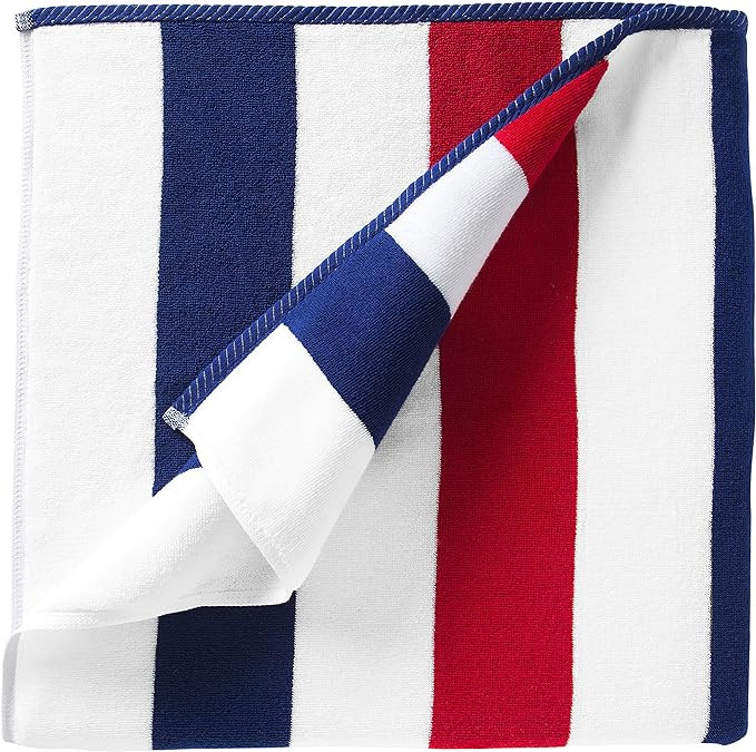 Laguna Beach Textile Co. Striped Cabana Beach Towel - Oversized, Plush 630 GSM Cotton - Red, Whit... | Amazon (US)
