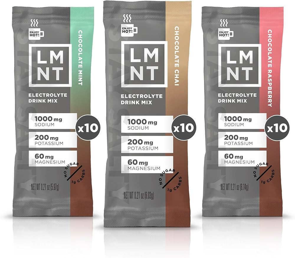LMNT Hot Chocolate & Coffee Mixer - Chocolate Medley (Mint, Chai, and Raspberry) Salt Electrolyte... | Amazon (US)
