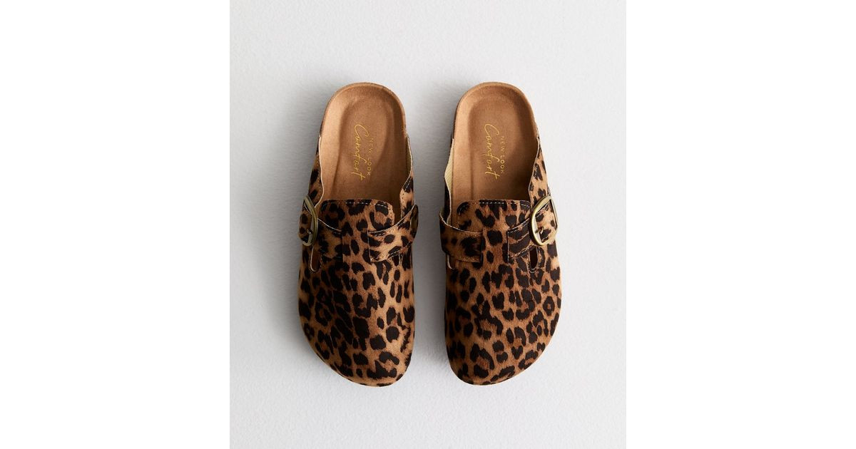 Brown Animal Print Unlined Clogs | New Look | New Look (UK)