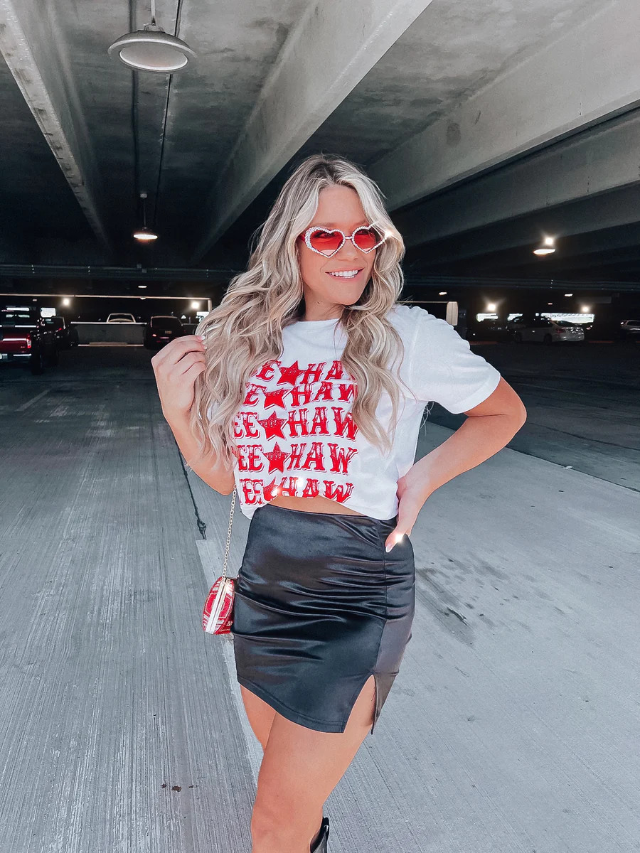 Yeehaw Stacked Graphic Tee - White | Whiskey Darling Boutique