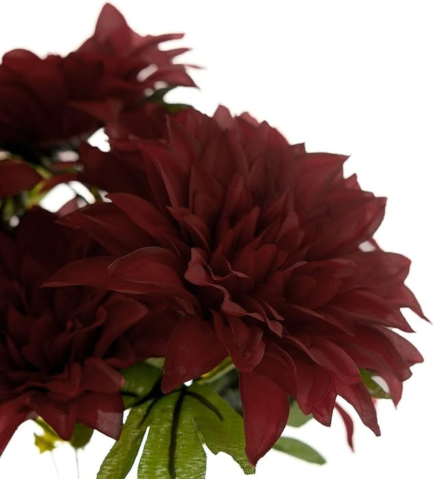 2 Burgundy 20-Inch Silk Dahlia Bushes Artificial Flowers - Wedding Party Arrangements Reception D... | Amazon (US)