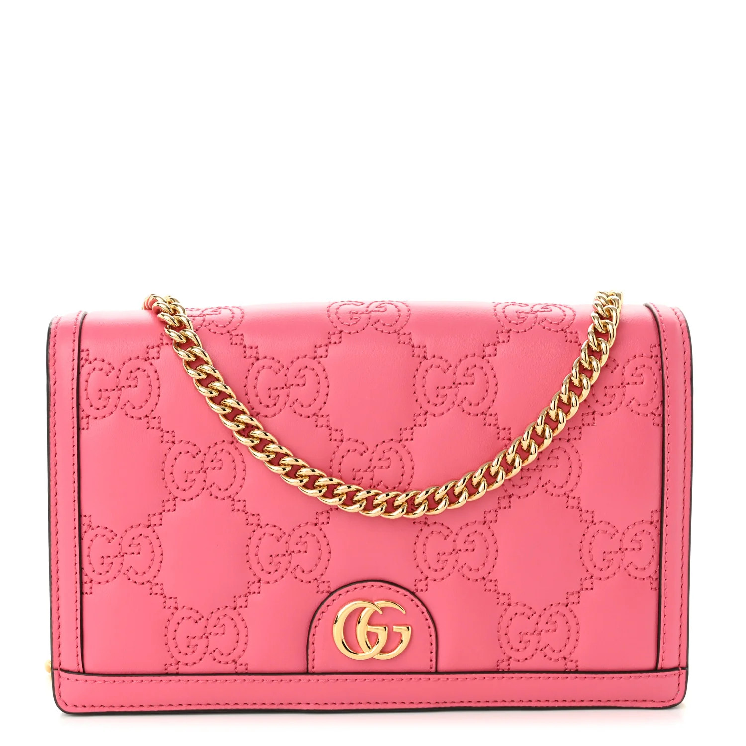 GUCCI Calfskin GG Matelasse Marmont Chain Wallet Rhodamine Pink | FASHIONPHILE (US)