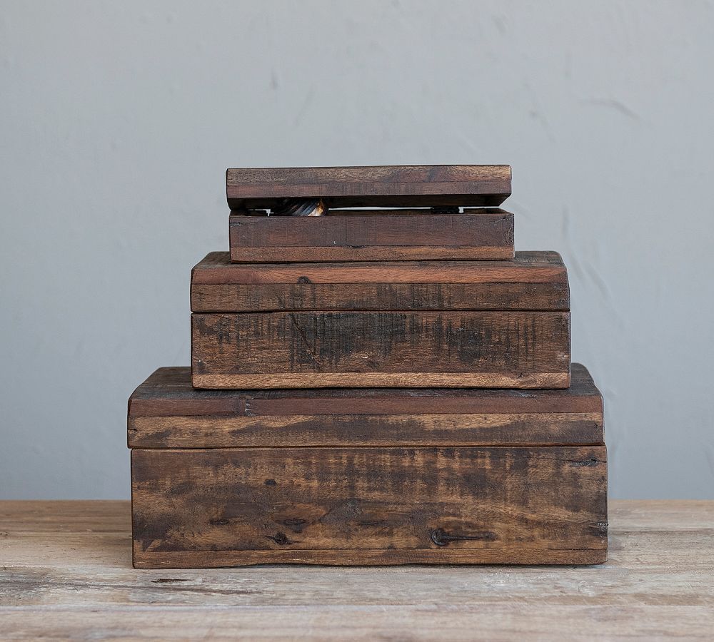 Reclaimed Wood Boxes - Set of 3 | Pottery Barn (US)