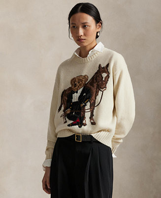 Polo Ralph Lauren Women's Bear Horse Crewneck Sweater - Macy's | Macy's