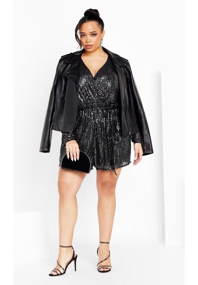 Sequin Playsuit - gunmetal | Avenue