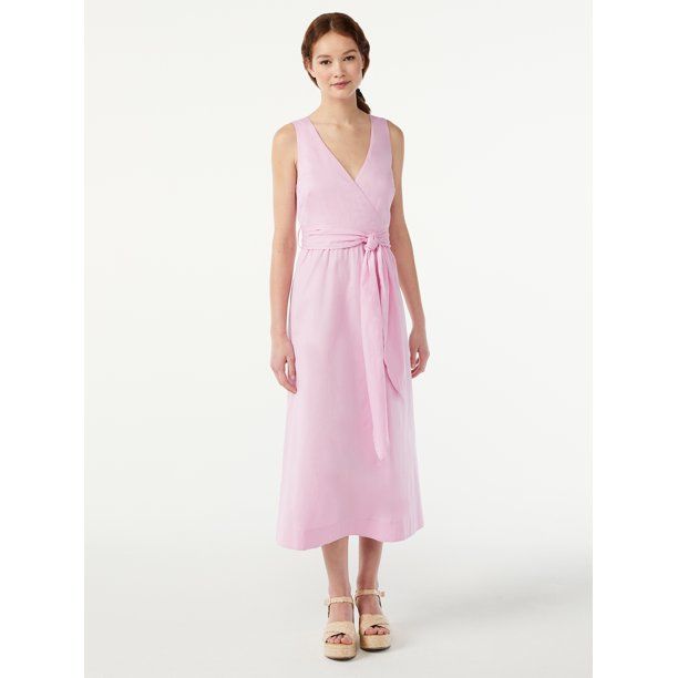 Free Assembly Women's Sleeveless Faux Wrap Dress - Walmart.com | Walmart (US)