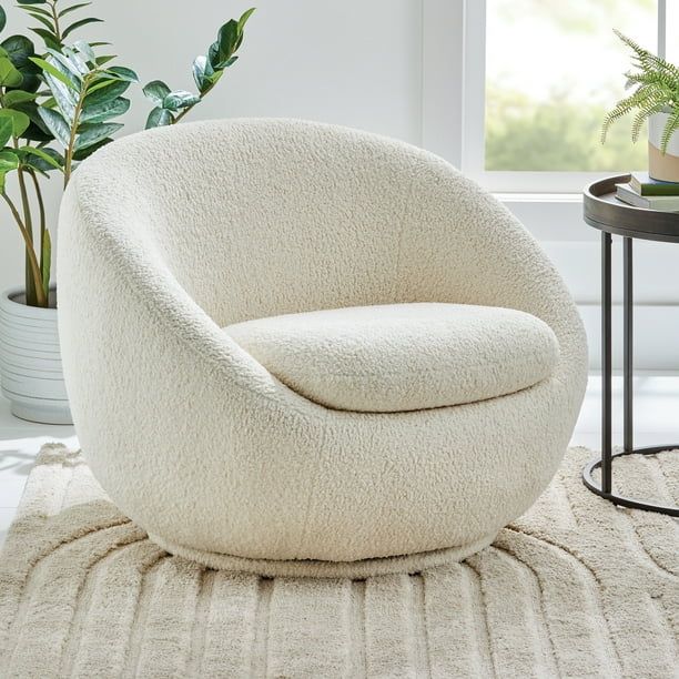 Better Homes & Gardens Mira Swivel Chair, Cream - Walmart.com | Walmart (US)