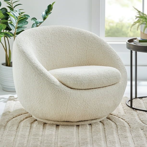 Better Homes & Gardens Mira Swivel Chair, Cream | Walmart (US)