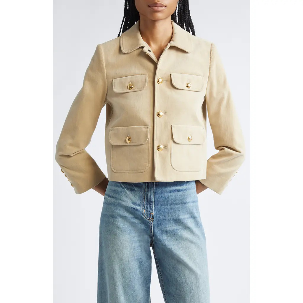 Nili Lotan Chamonix Corduroy Jacket in Limestone at Nordstrom, Size Medium | Nordstrom