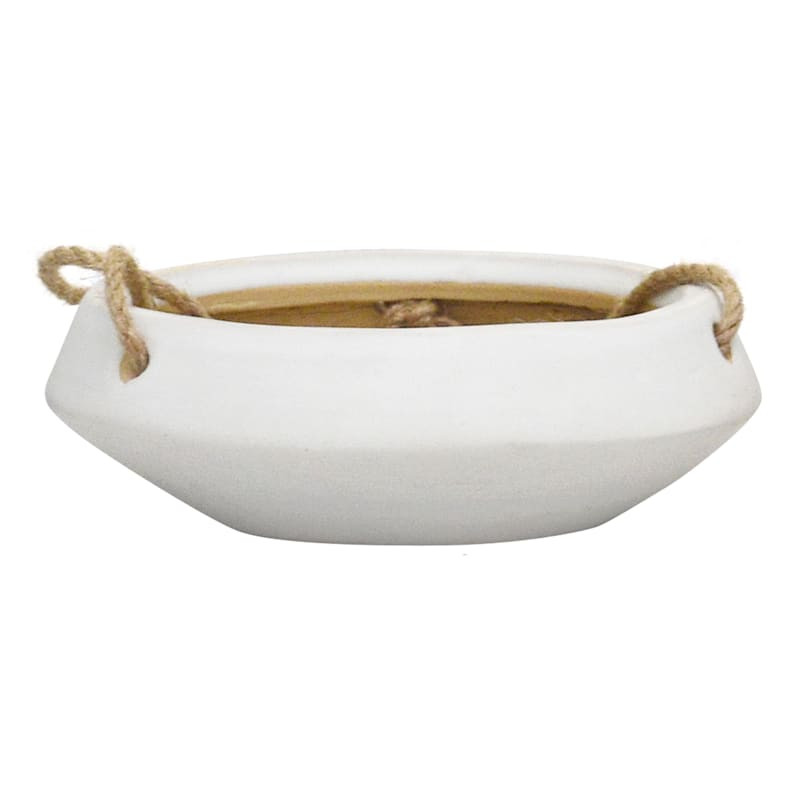 Indoor White Glazed Hanging Ceramic Bowl Planter, Medium | At Home