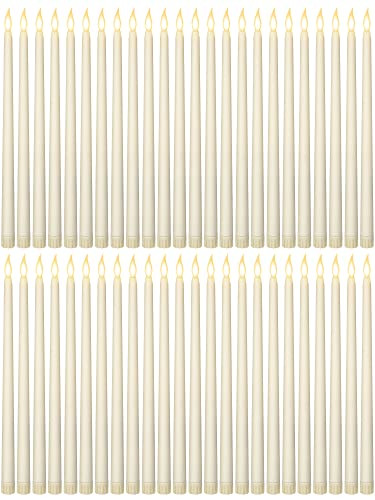 Funtery 48 Pcs Flameless LED Taper Candles Battery Operated Candles Bulk Realistic LED Candlesticks Flickering for Wedding Church Party Home Decor(Ivory,11 Inch,Classic Style) | Amazon (US)
