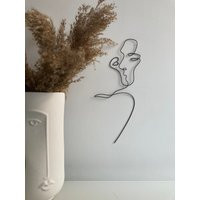 Wire Art, One Line Couple Kiss, Sculpture Of Abstract Faces, Metal Sculpture, Tabletop Decor, Minima | Etsy (US)