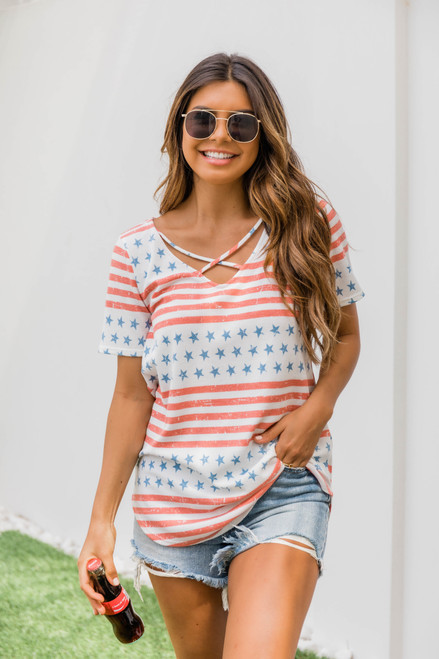 Show Off Your Stars and Stripes Tee White | The Pink Lily Boutique