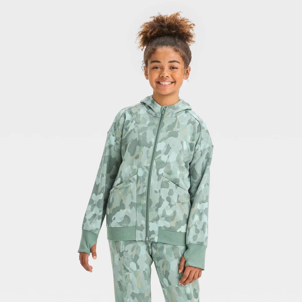 Girls' Fleece Full Zip Hooded Sweatshirt - All in Motion™ | Target