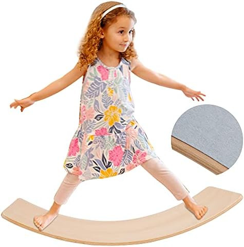 Glintoper Wooden Wobble Balance Board, 27.5 Inch Kid Natural Wood Yoga Board Curvy Board, Kids To... | Amazon (US)
