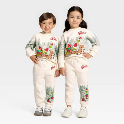 Toddler The Grinch Fleece Joggers - Cream | Target