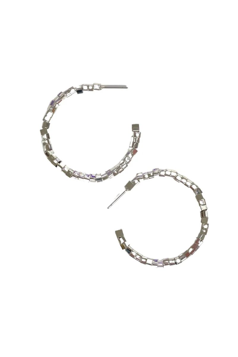 Silver Square Bead Hoop Earrings | Shop Style Your Senses