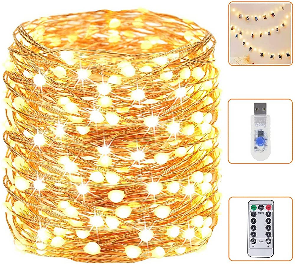 66FT 200 LED Fairy String Lights Outdoor/Indoor, Super Bright Fairy Lights with Remote, Waterproo... | Amazon (US)