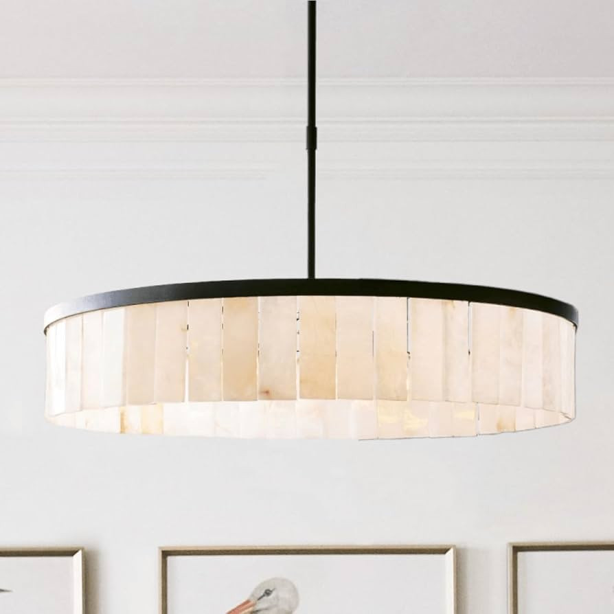 Alabaster Tile Round Chandelier, Windham Alabaster Tile Round Chandelier, 42" Dia. x 58.5" h (Bro... | Amazon (US)