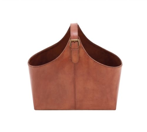 Benzara 95906 The Beautiful Wood Real Leather Magazine Holder | Unbeatable Sale