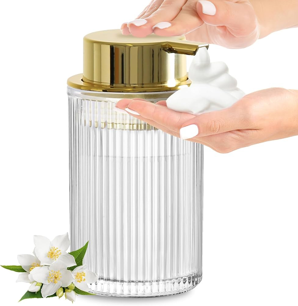 Foaming Soap Dispenser, 11 Fl Oz Clear Glass Foam Hand Soap Dispenser for Bathroom & Kitchen, Ref... | Amazon (US)