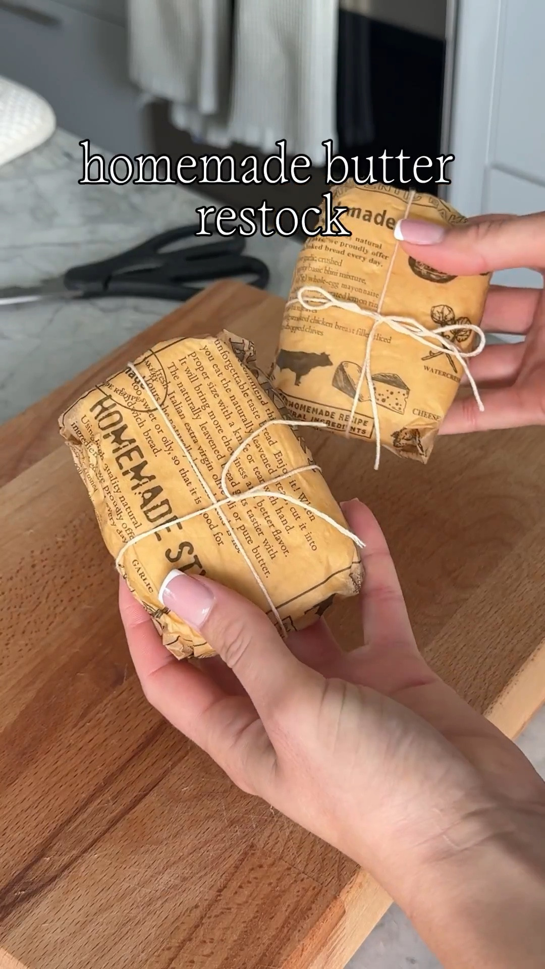 Homemade butter 🧈 how cute is this pre-cut parchment?! Perfect for food gifts ❤️ 

#LTKFamily #LTKHome