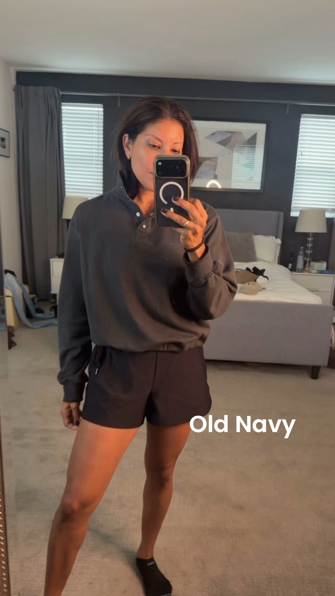 Comfy active wear outfit 

Old Navy 
Wearing small in pullover 
Xs in shorts

#LTKActive #LTKSeasonal #LTKHome