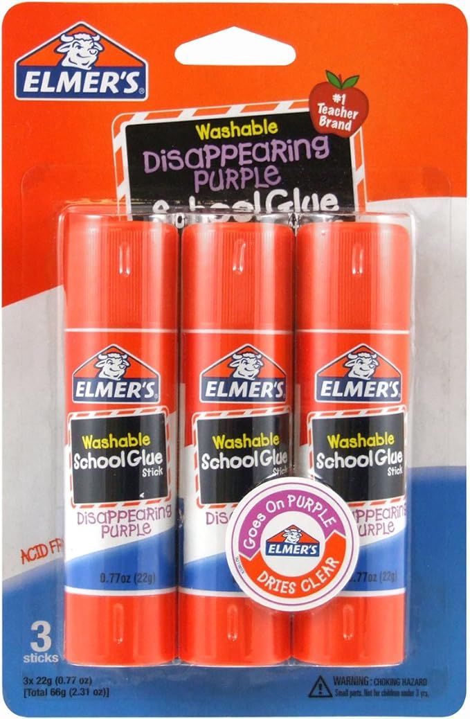 Elmer's Disappearing Purple School Glue Sticks, 0.77 oz Each, 3 Sticks per Pack (E562) | Amazon (US)