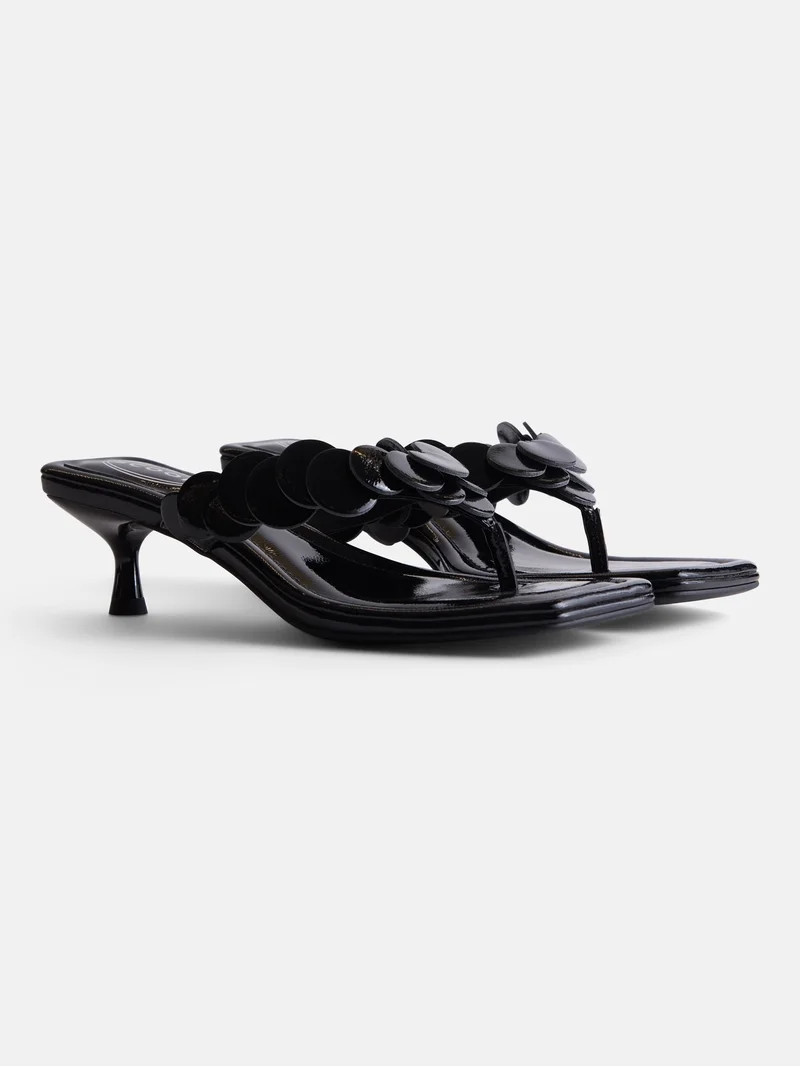 Scoop Women's Paillette Thong Kitten Heel Sandals | Walmart (US)