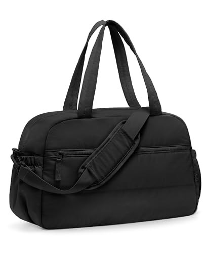 Gym Bag for Women, Travel Duffle Bags with Wet Pocket, Lightweight Carry on Bag Overnight Weekender Duffel Bag, Water Resistant (Black) | Amazon (US)